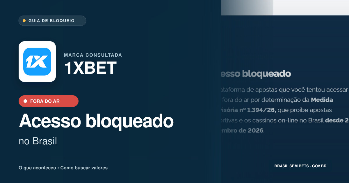 1XBET: acesso bloqueado no Brasil e orientações para buscar valores