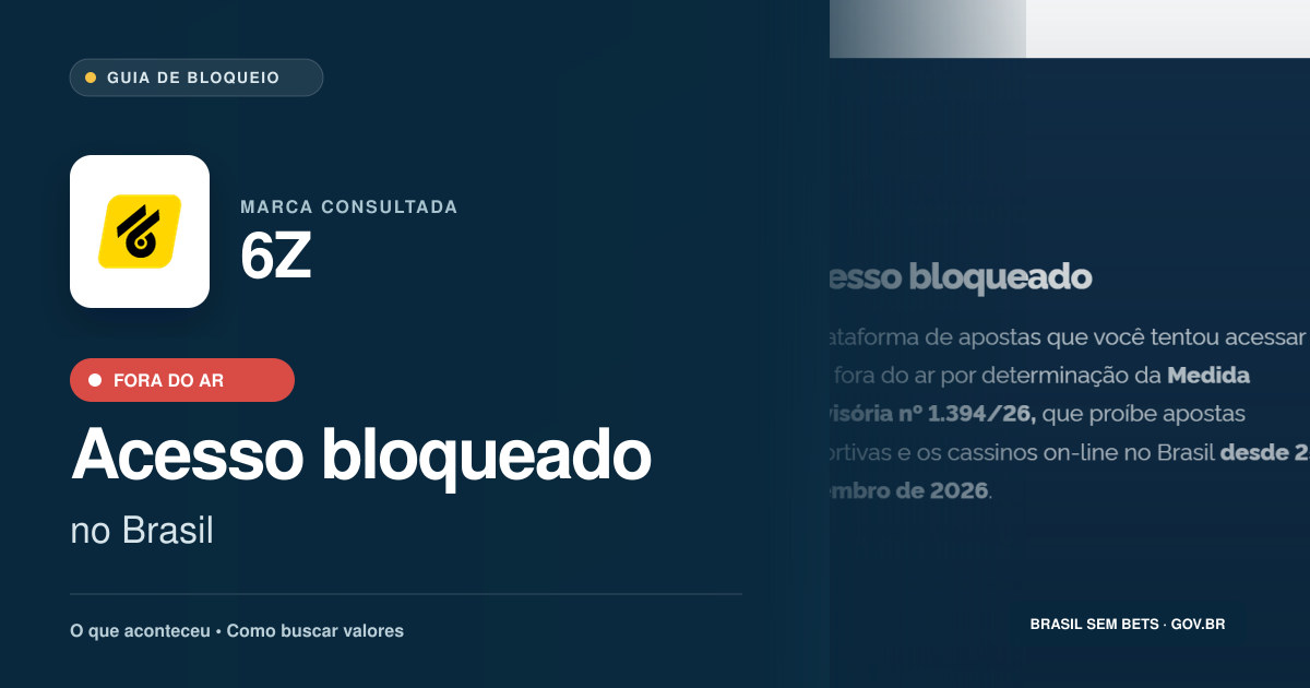 6Z: acesso bloqueado no Brasil e orientações para buscar valores