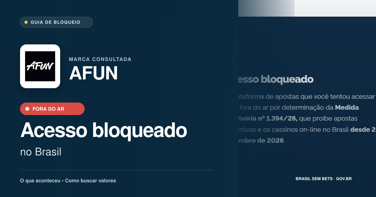 AFUN: acesso bloqueado no Brasil e orientações para buscar valores