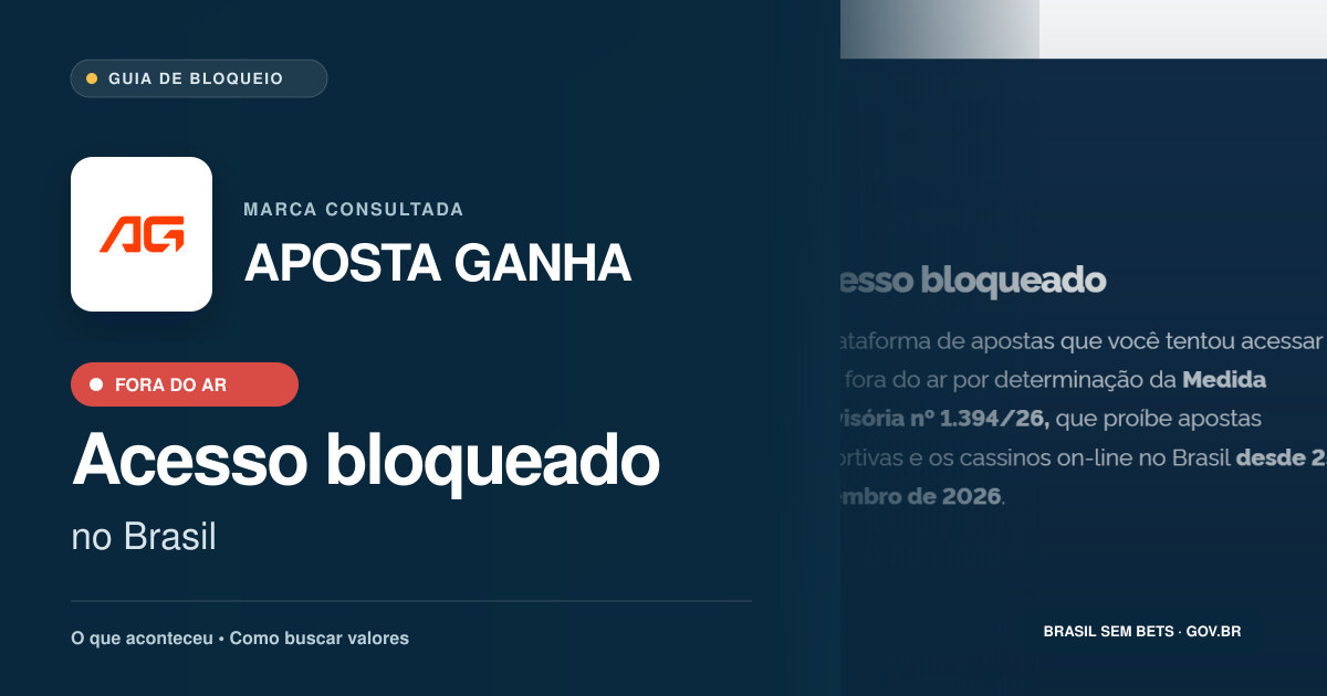APOSTA GANHA: acesso bloqueado no Brasil e orientações para buscar valores