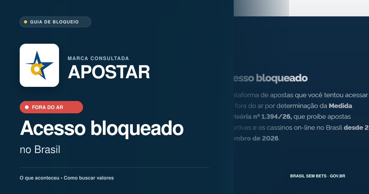 APOSTAR: acesso bloqueado no Brasil e orientações para buscar valores
