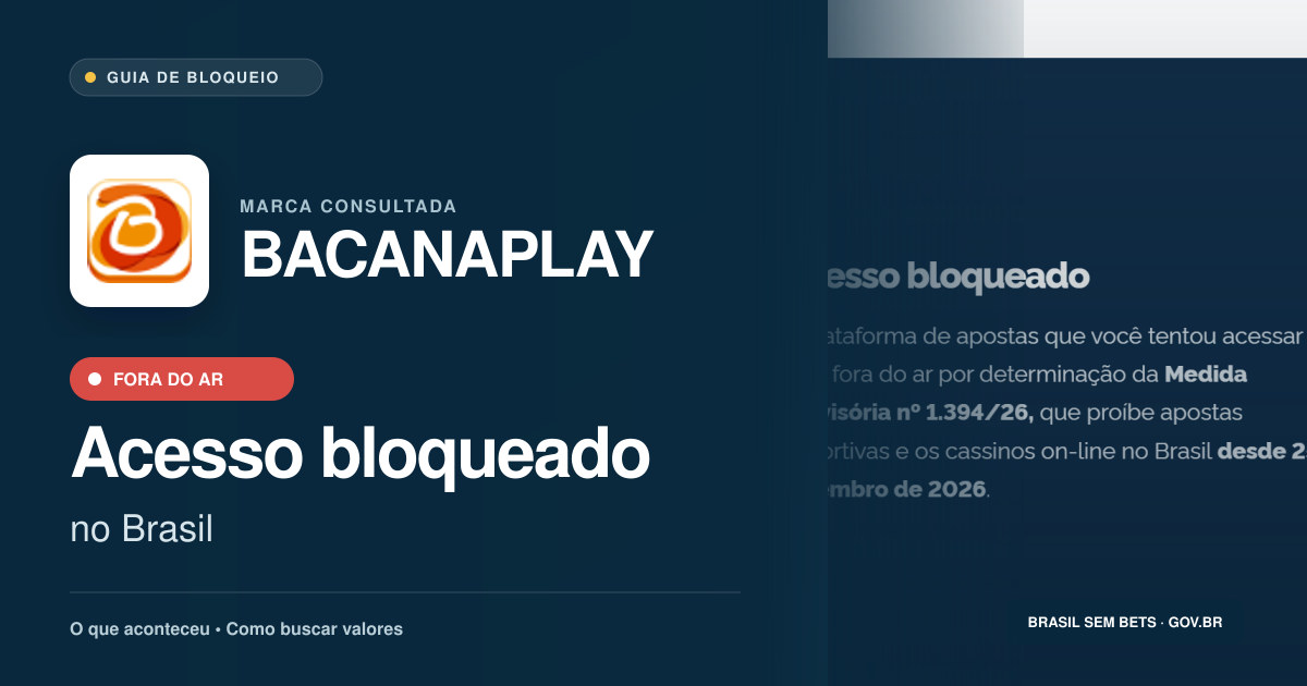 BACANAPLAY: acesso bloqueado no Brasil e orientações para buscar valores
