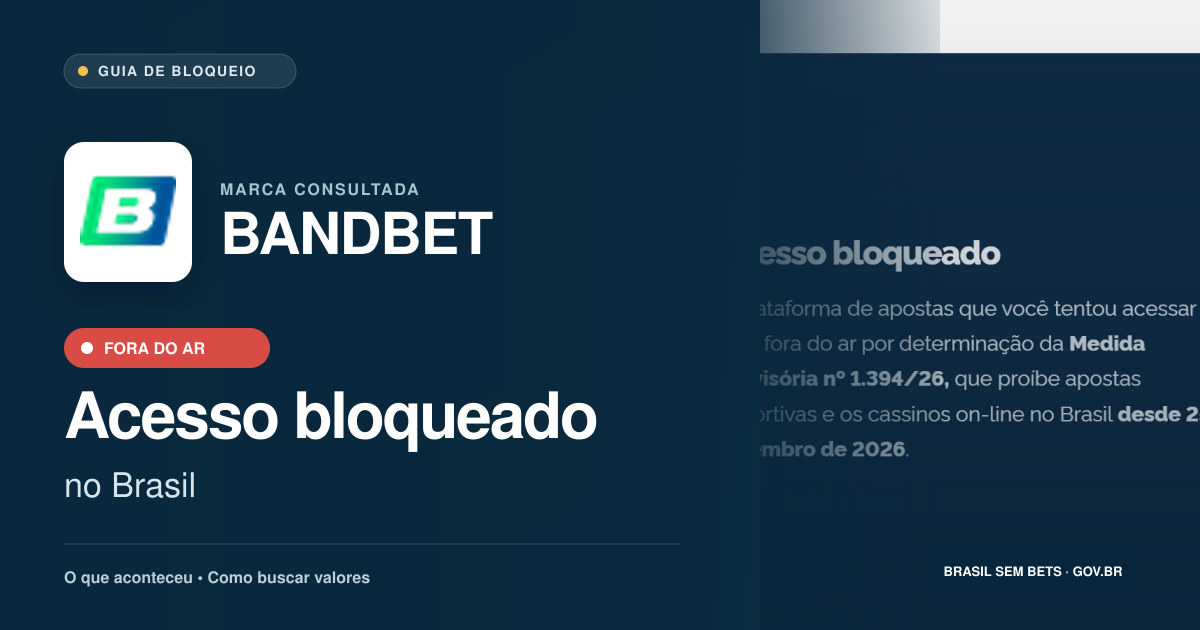 BANDBET: acesso bloqueado no Brasil e orientações para buscar valores