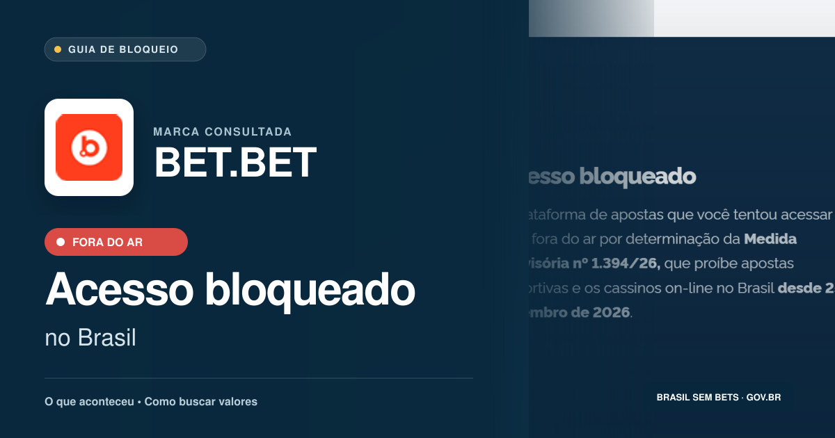 BET.BET: acesso bloqueado no Brasil e orientações para buscar valores