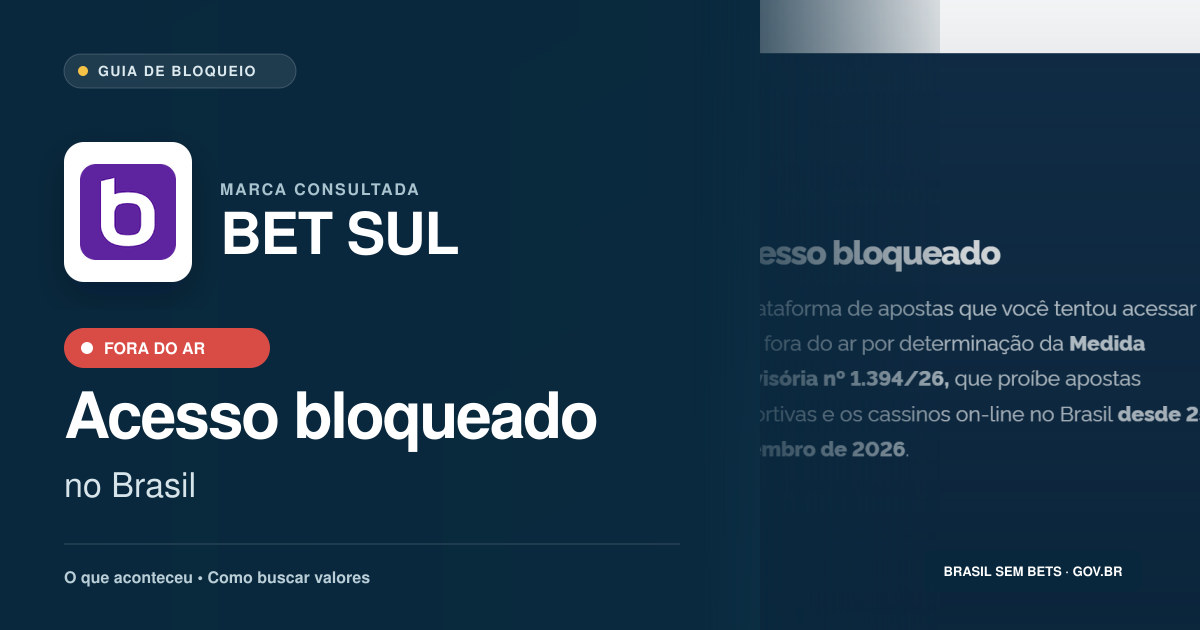 BET SUL: acesso bloqueado no Brasil e orientações para buscar valores