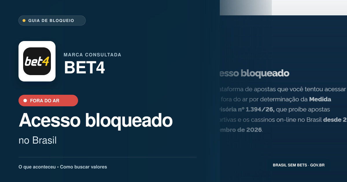 BET4: acesso bloqueado no Brasil e orientações para buscar valores