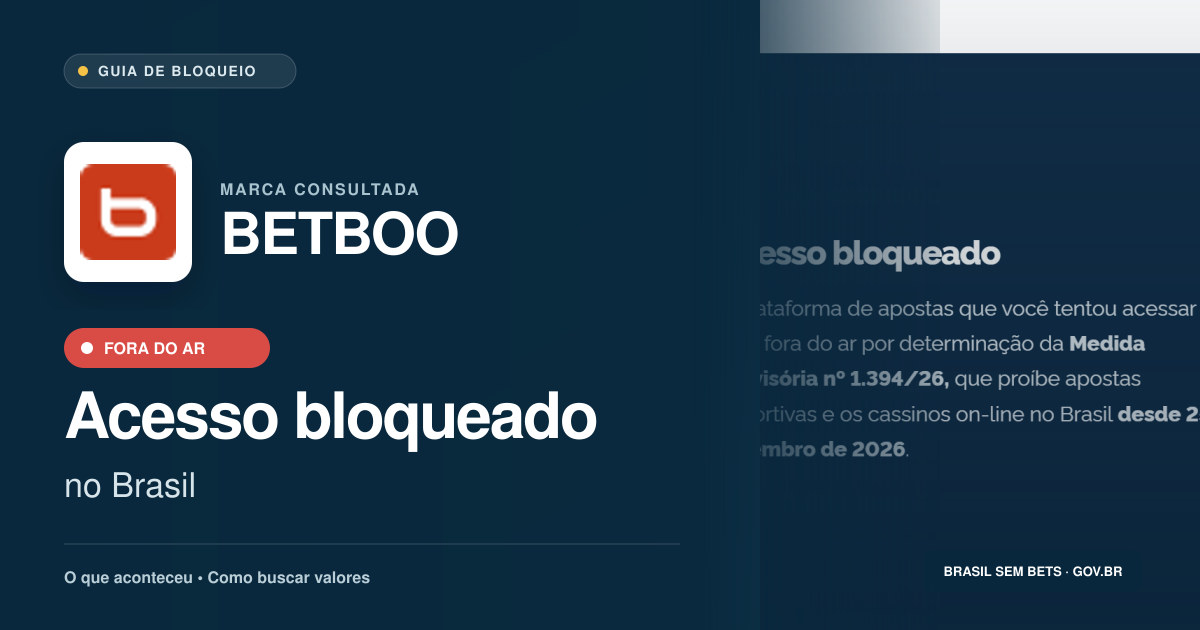 BETBOO: acesso bloqueado no Brasil e orientações para buscar valores