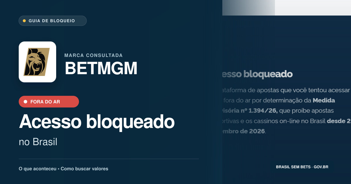BETMGM: acesso bloqueado no Brasil e orientações para buscar valores