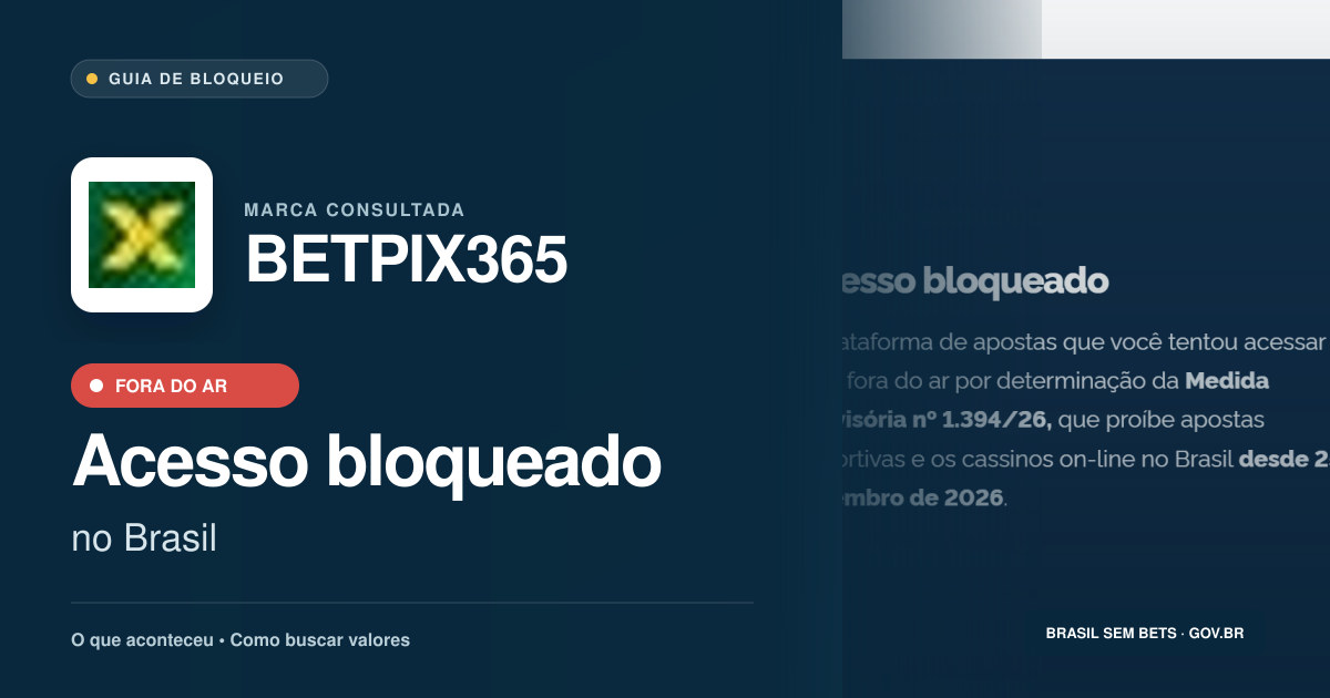 BETPIX365: acesso bloqueado no Brasil e orientações para buscar valores