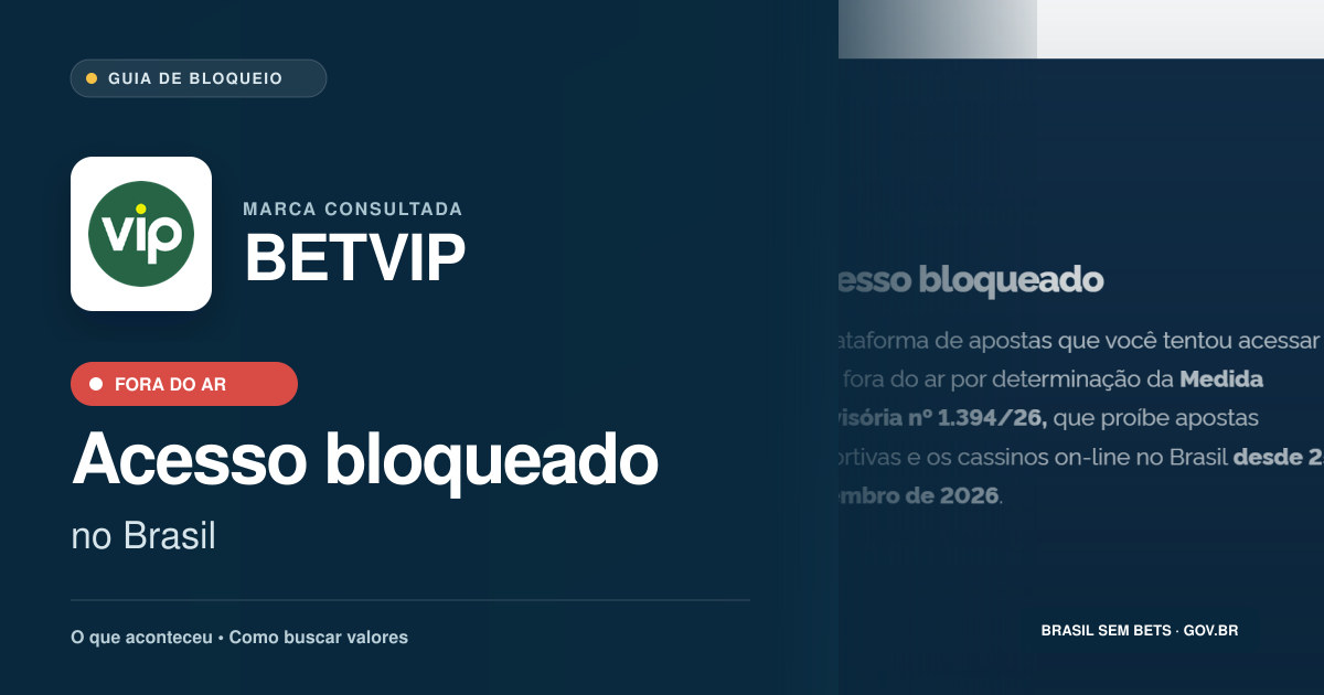 BETVIP: acesso bloqueado no Brasil e orientações para buscar valores
