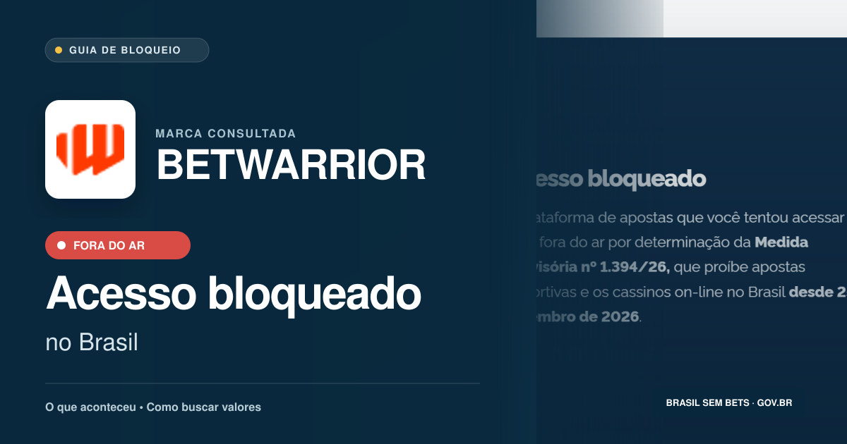BETWARRIOR: acesso bloqueado no Brasil e orientações para buscar valores