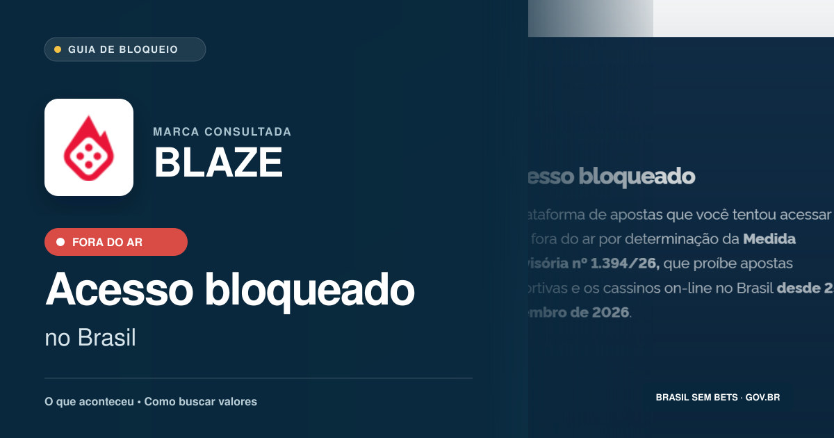 BLAZE: acesso bloqueado no Brasil e orientações para buscar valores