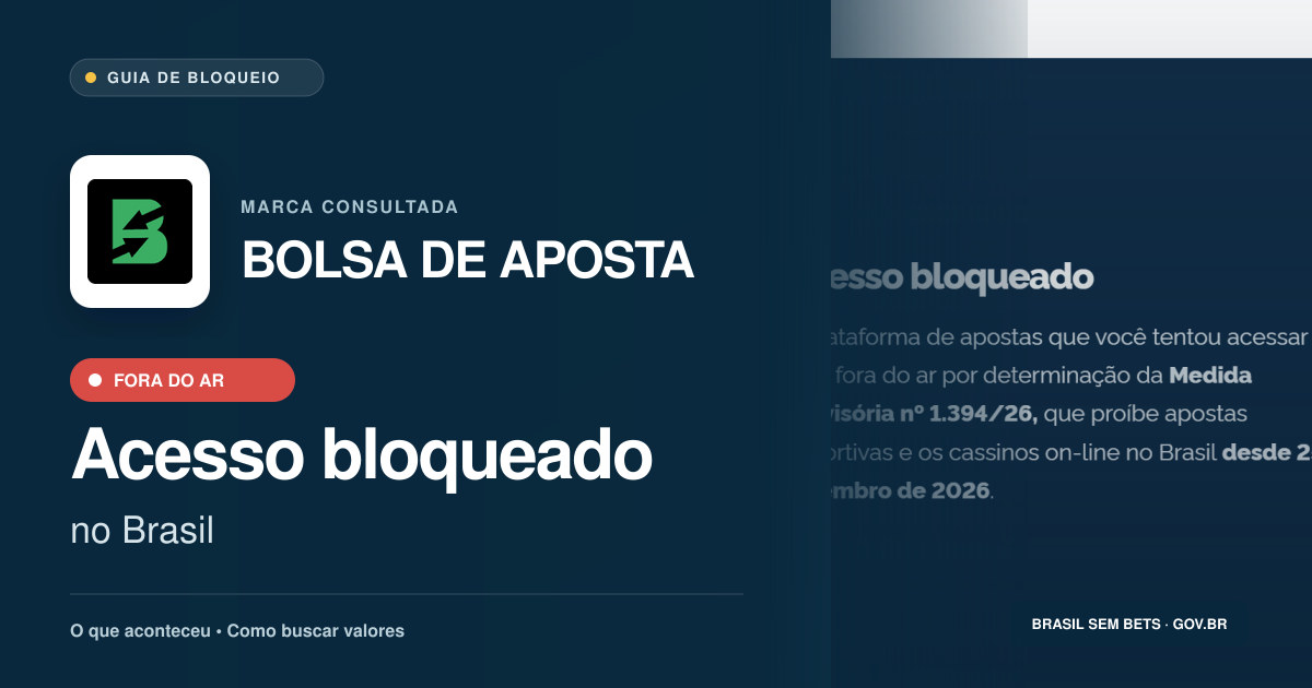 BOLSA DE APOSTA: acesso bloqueado no Brasil e orientações para buscar valores