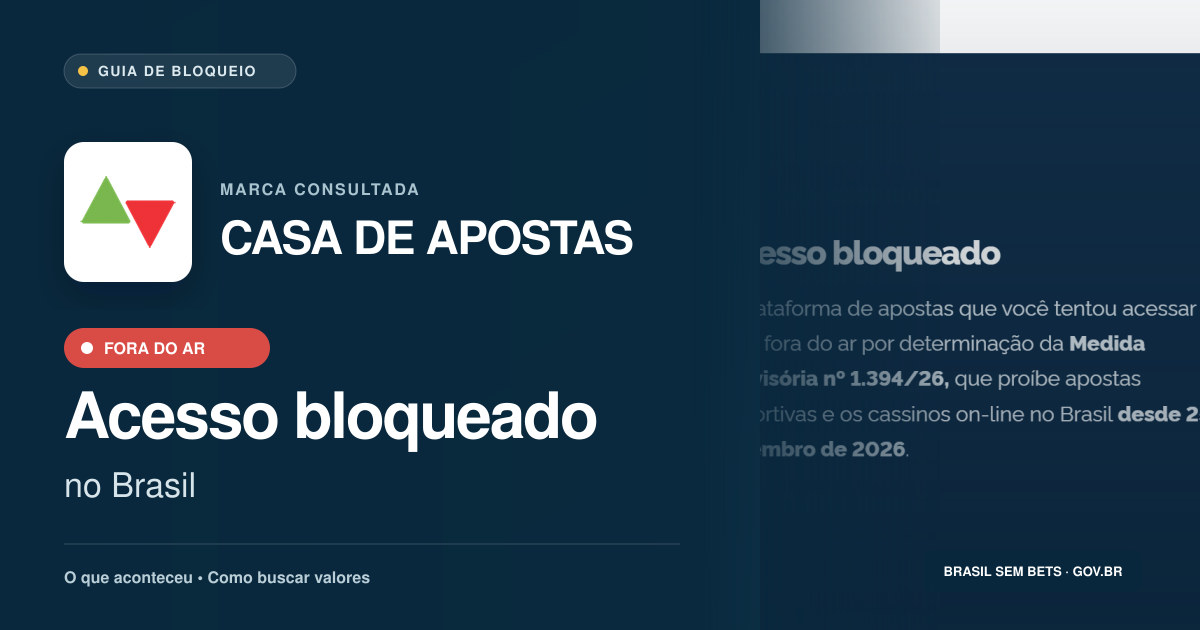 CASA DE APOSTAS: acesso bloqueado no Brasil e orientações para buscar valores