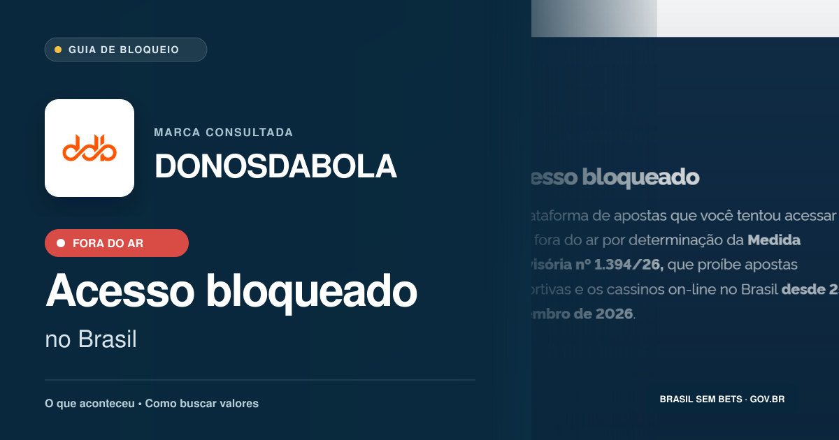 DONOSDABOLA: acesso bloqueado no Brasil e orientações para buscar valores