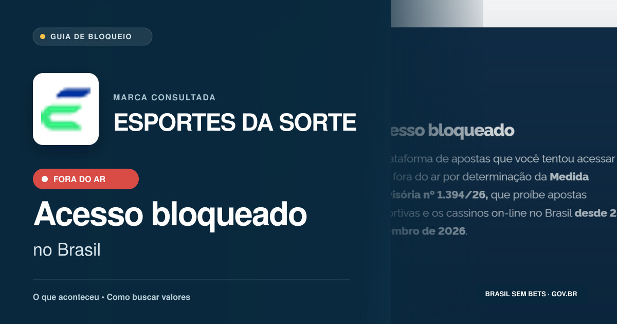 ESPORTES DA SORTE: acesso bloqueado no Brasil e orientações para buscar valores