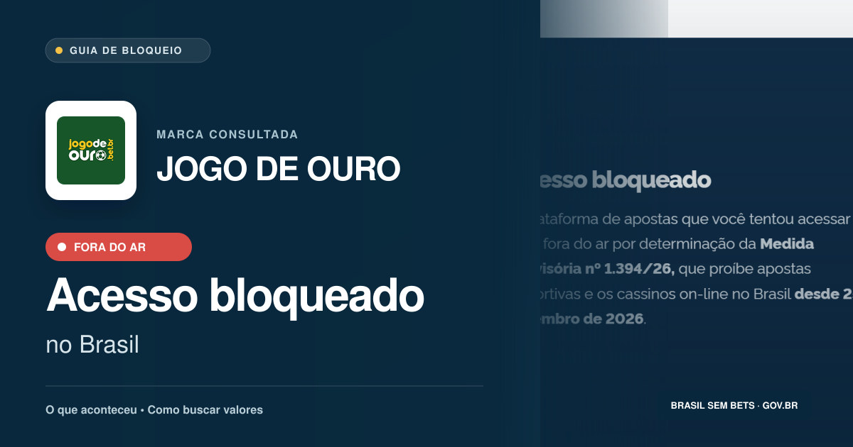 JOGO DE OURO: acesso bloqueado no Brasil e orientações para buscar valores