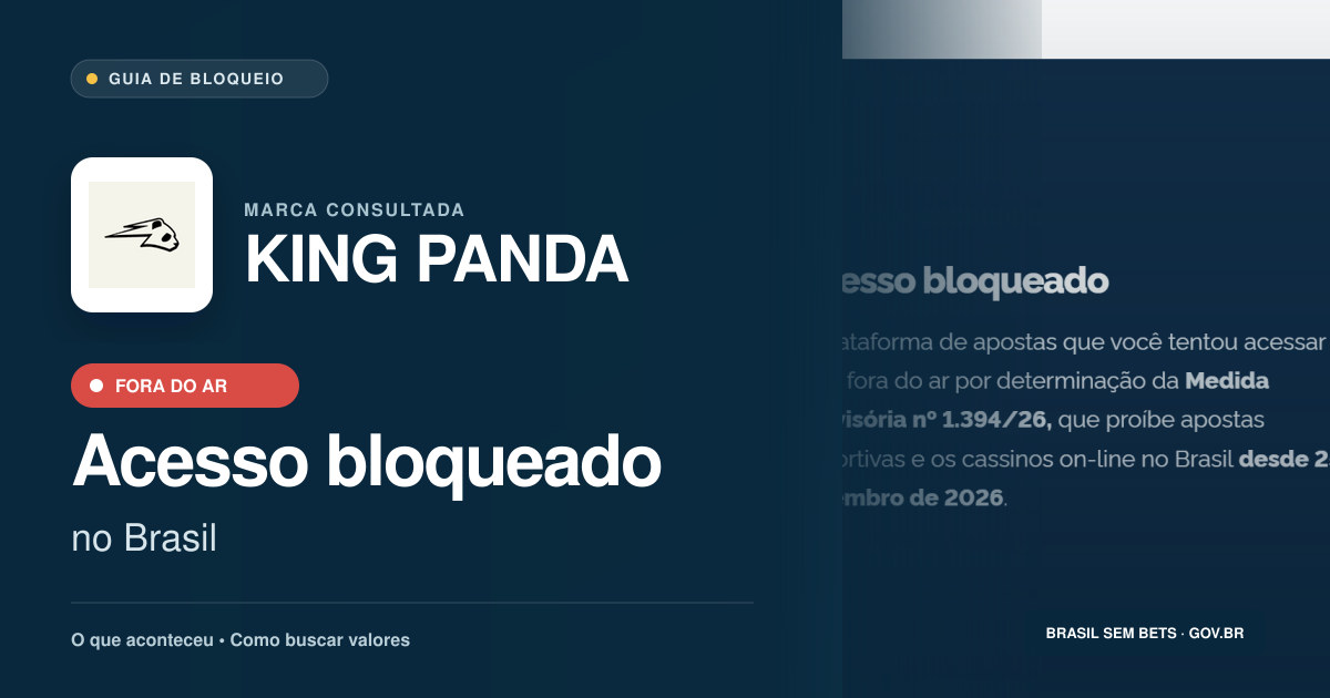 KING PANDA: acesso bloqueado no Brasil e orientações para buscar valores