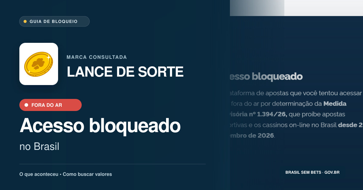 LANCE DE SORTE: acesso bloqueado no Brasil e orientações para buscar valores