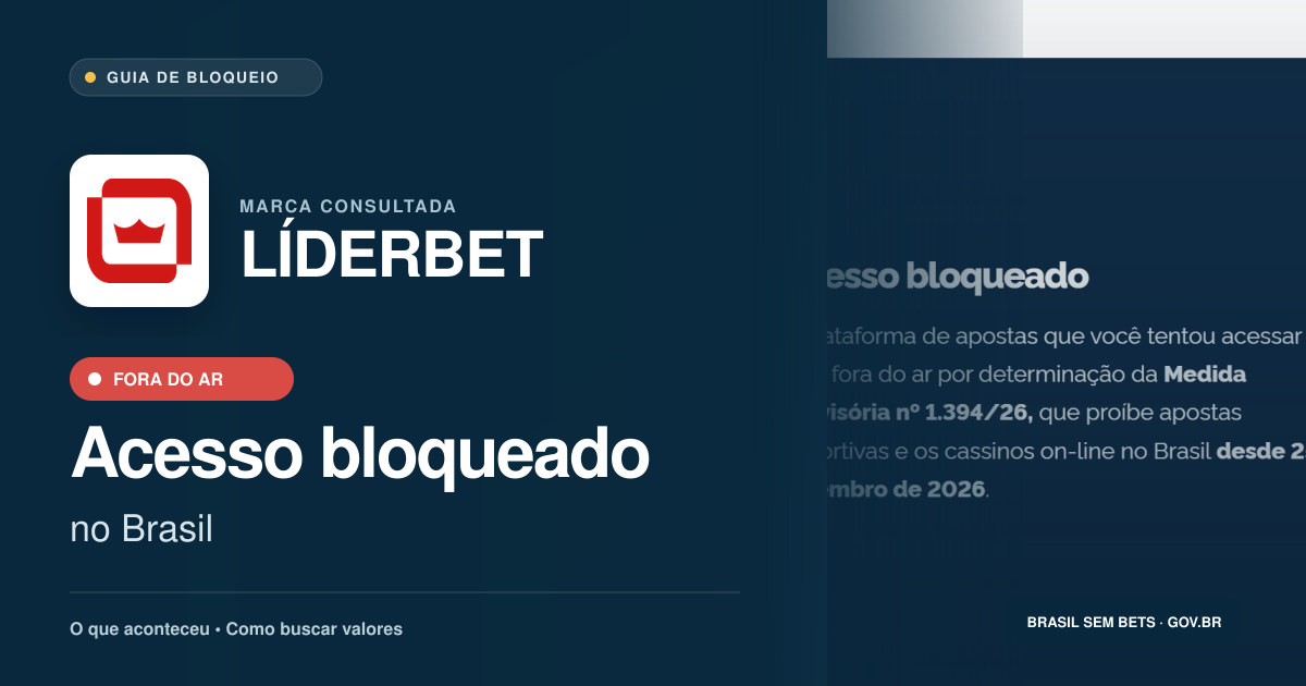 LÍDERBET: acesso bloqueado no Brasil e orientações para buscar valores