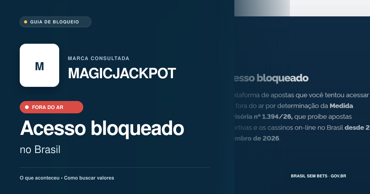 MAGICJACKPOT: acesso bloqueado no Brasil e orientações para buscar valores