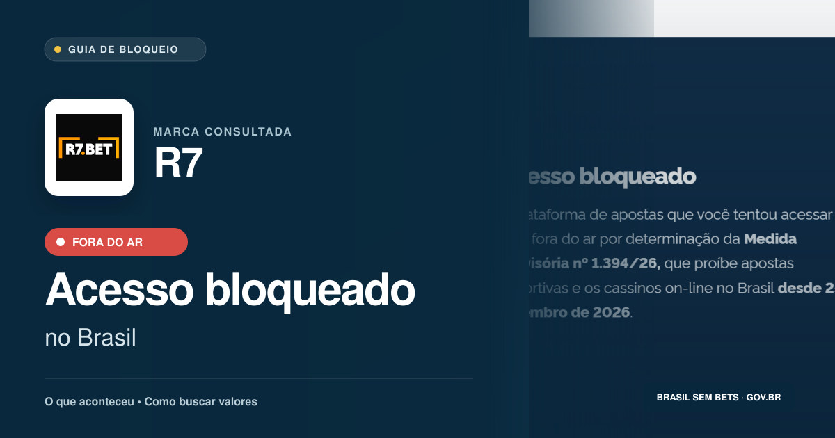 R7: acesso bloqueado no Brasil e orientações para buscar valores