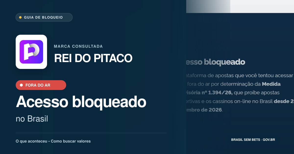 REI DO PITACO: acesso bloqueado no Brasil e orientações para buscar valores