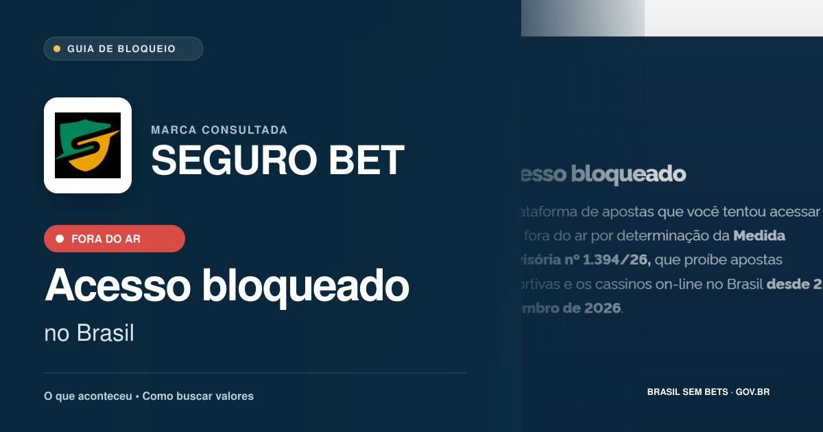 SEGURO BET: acesso bloqueado no Brasil e orientações para buscar valores