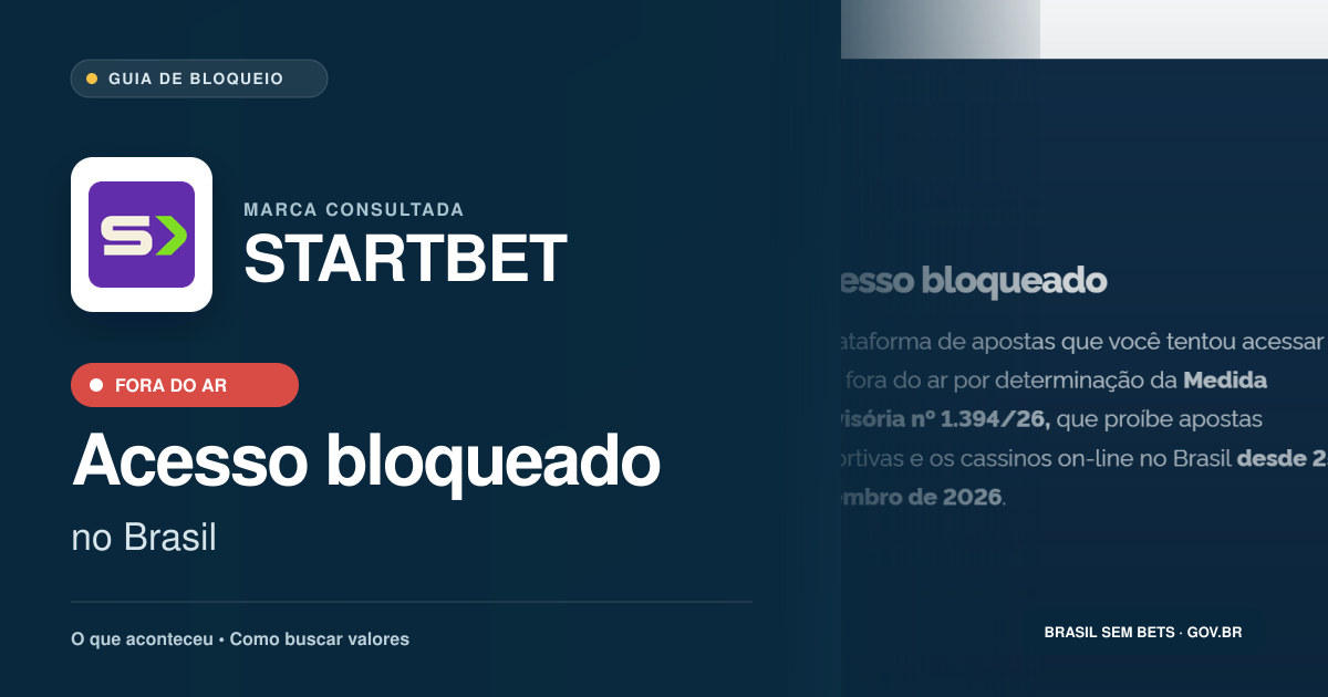 STARTBET: acesso bloqueado no Brasil e orientações para buscar valores