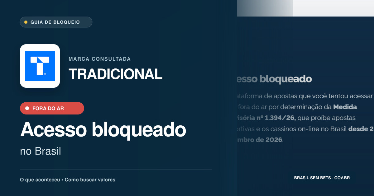 TRADICIONAL: acesso bloqueado no Brasil e orientações para buscar valores