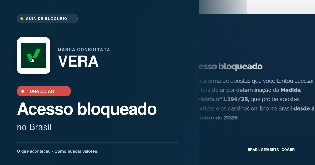 VERA: acesso bloqueado no Brasil e orientações para buscar valores